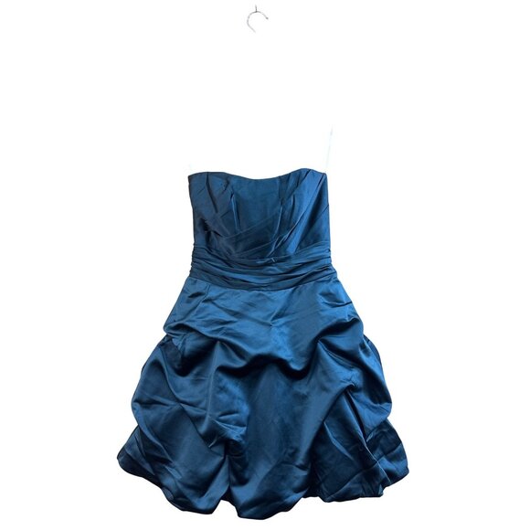 Davids Bridal Strapless Teal Short Bubble Hem Dress Size 14 - Picture 1 of 5